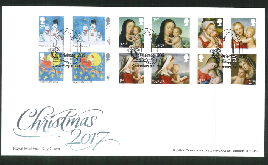 2017 Christmas FDC - Canterbury (Window) Postmark